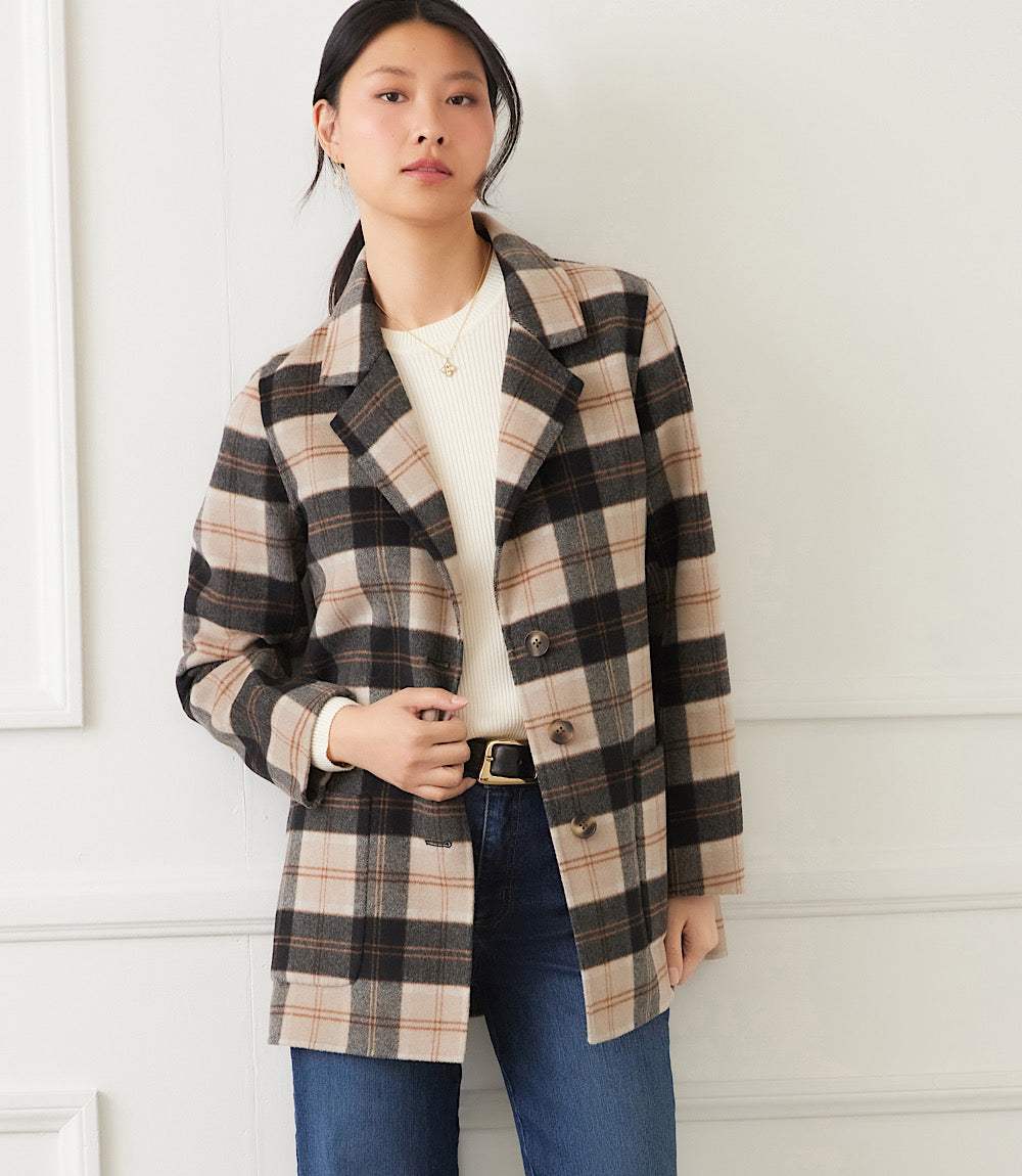 Oversized Brushed Plaid Blazer - Image 10