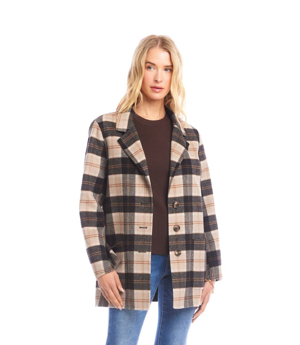 Oversized Brushed Plaid Blazer - Image 3