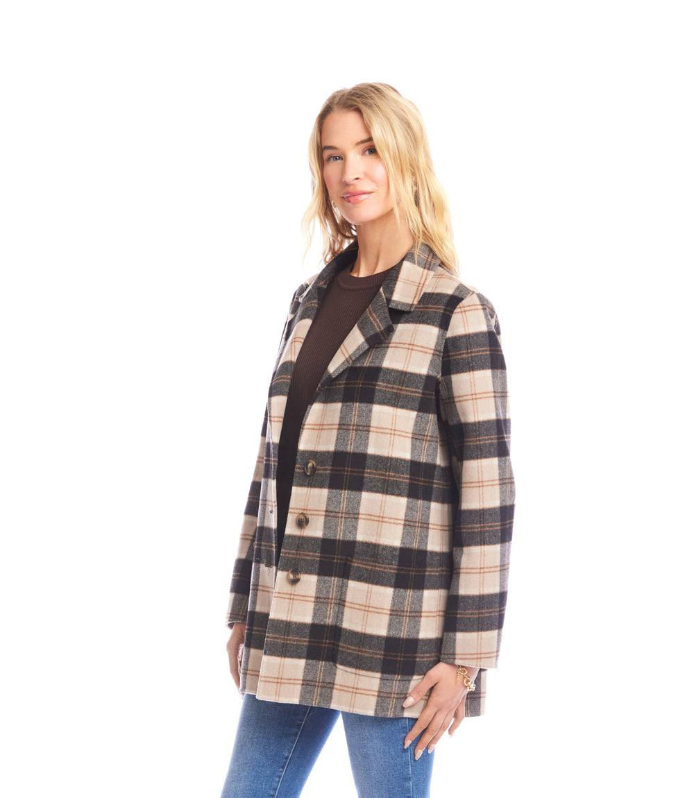 Oversized Brushed Plaid Blazer - Image 4