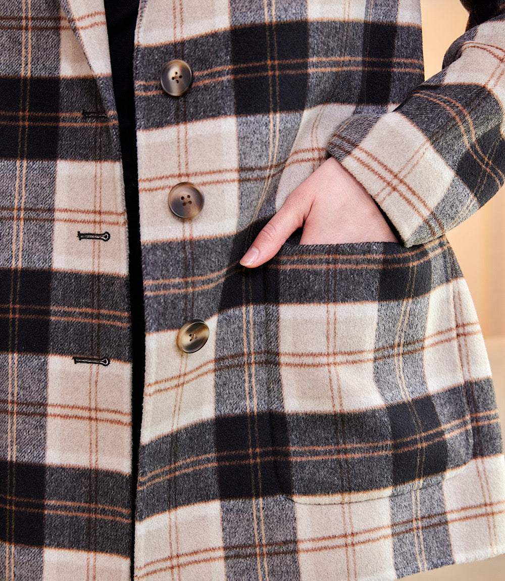 Oversized Brushed Plaid Blazer - Image 7