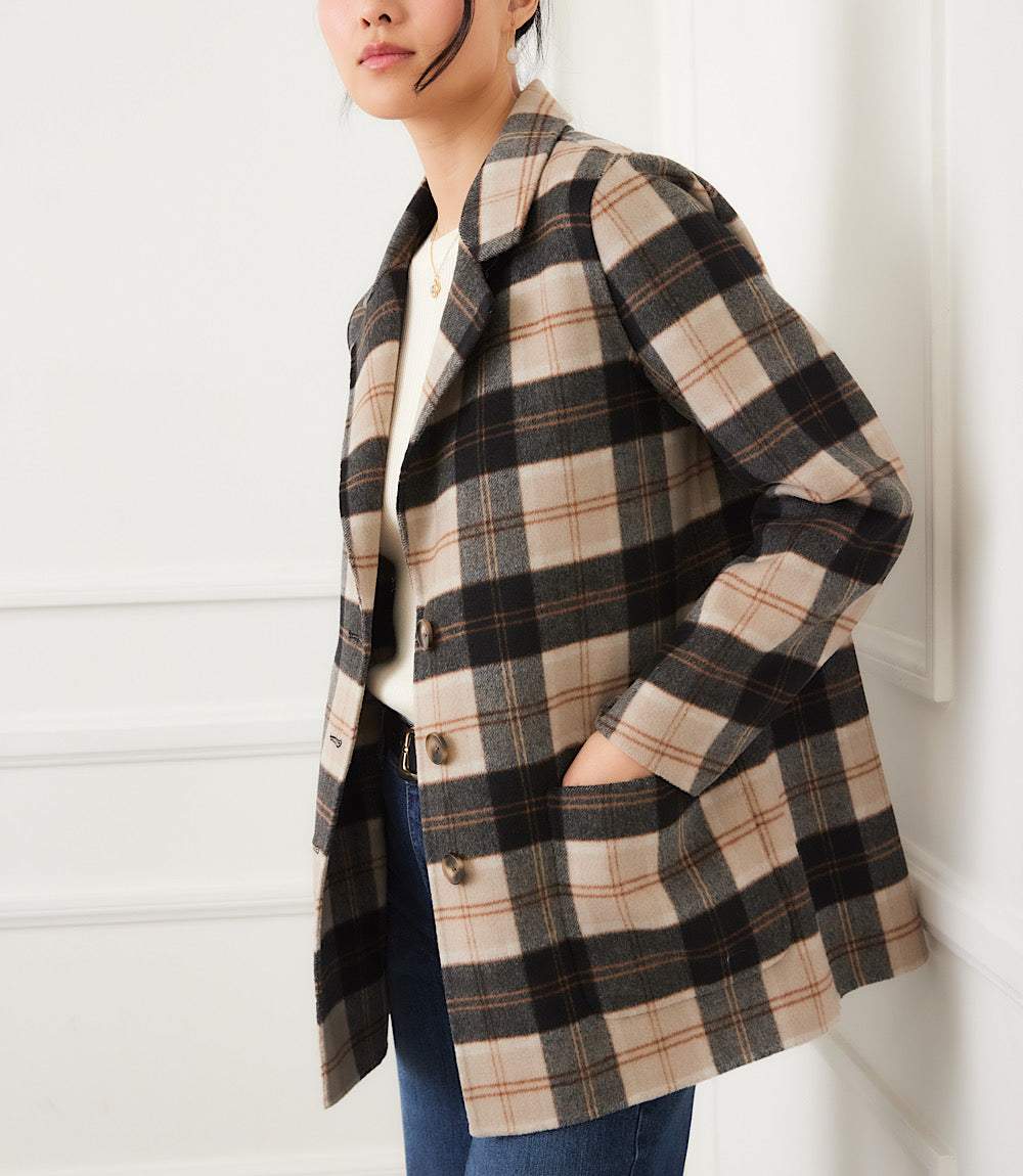Oversized Brushed Plaid Blazer - Image 9