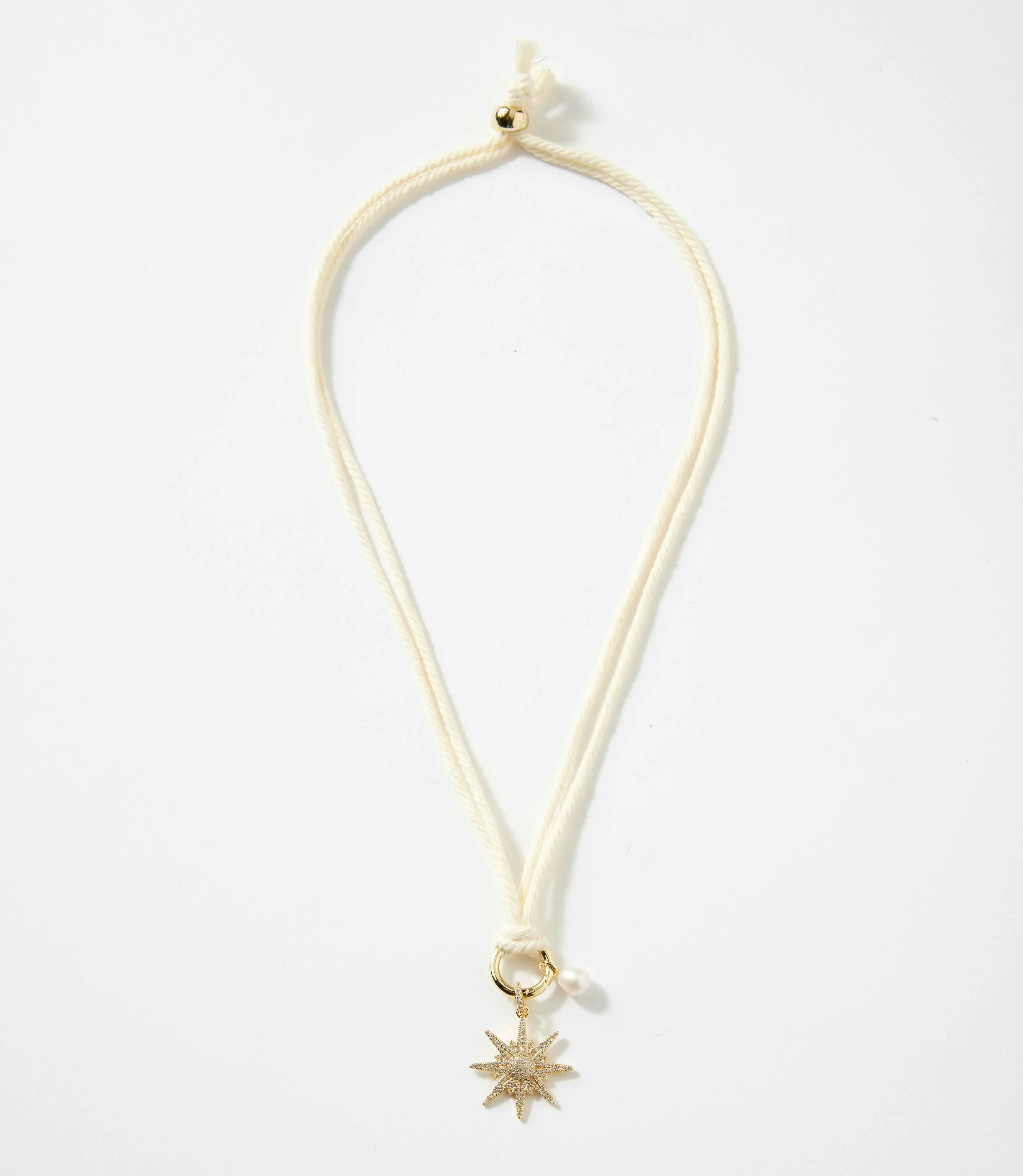 Pavé Burst And Pearl Cord Necklace - Image 4
