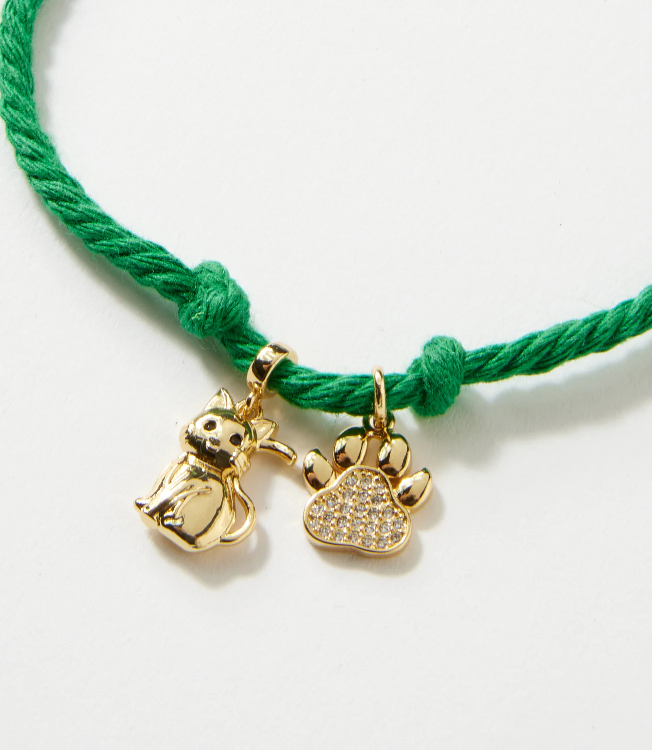 Pavé Cat And Paw Cord Bracelet - Image 2