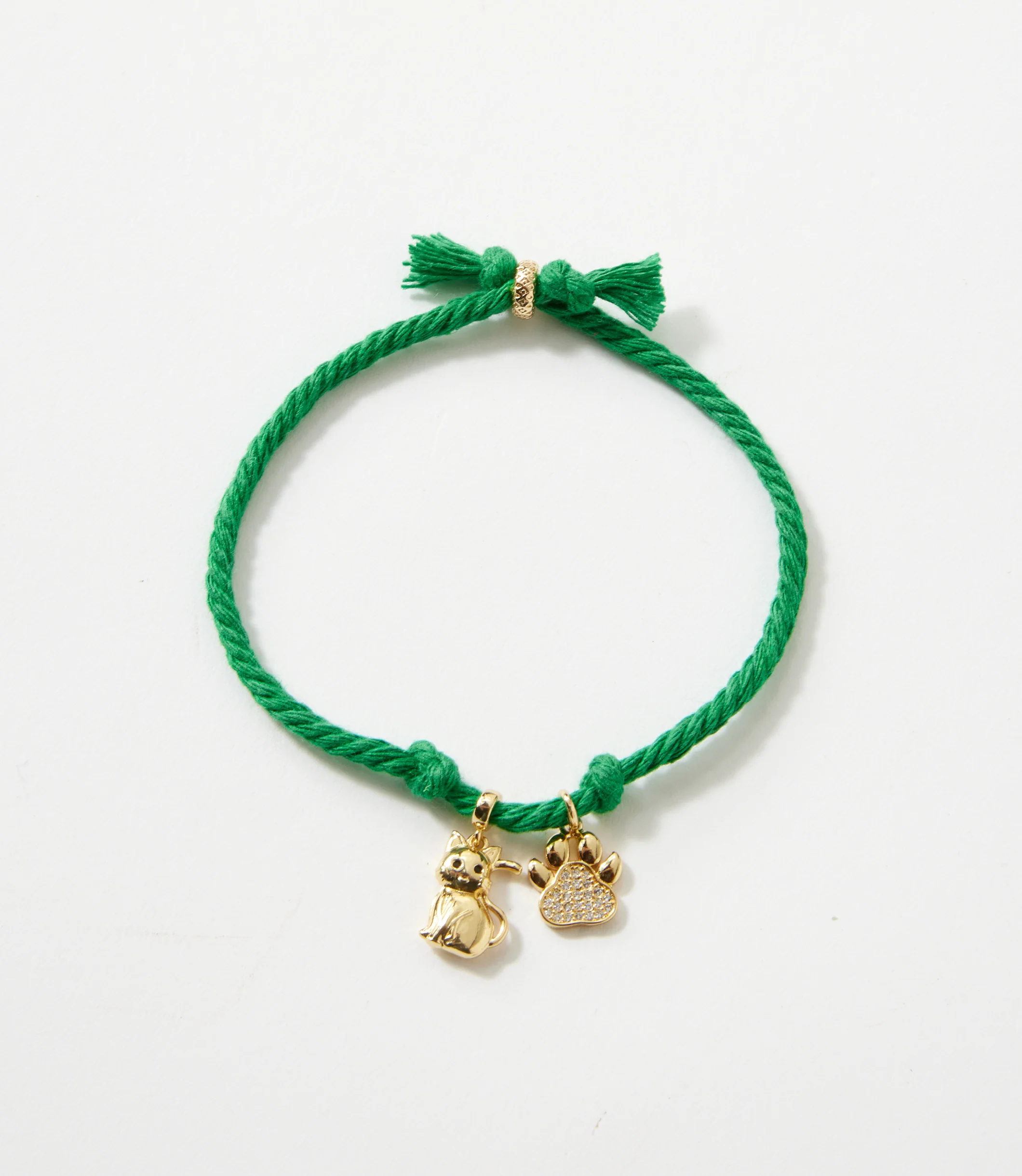 Pavé Cat And Paw Cord Bracelet - Image 3