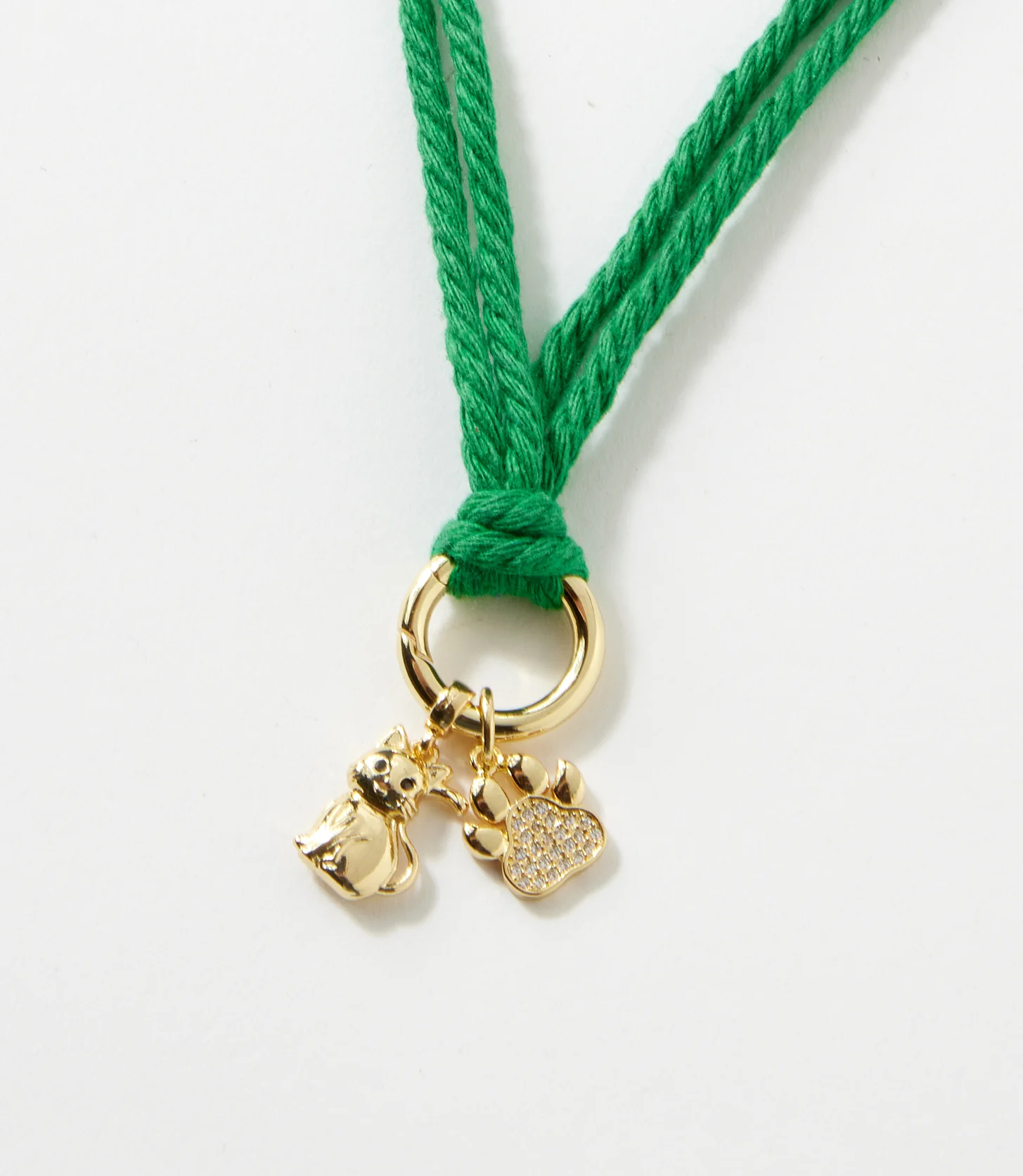 Pavé Cat And Paw Cord Necklace - Image 3