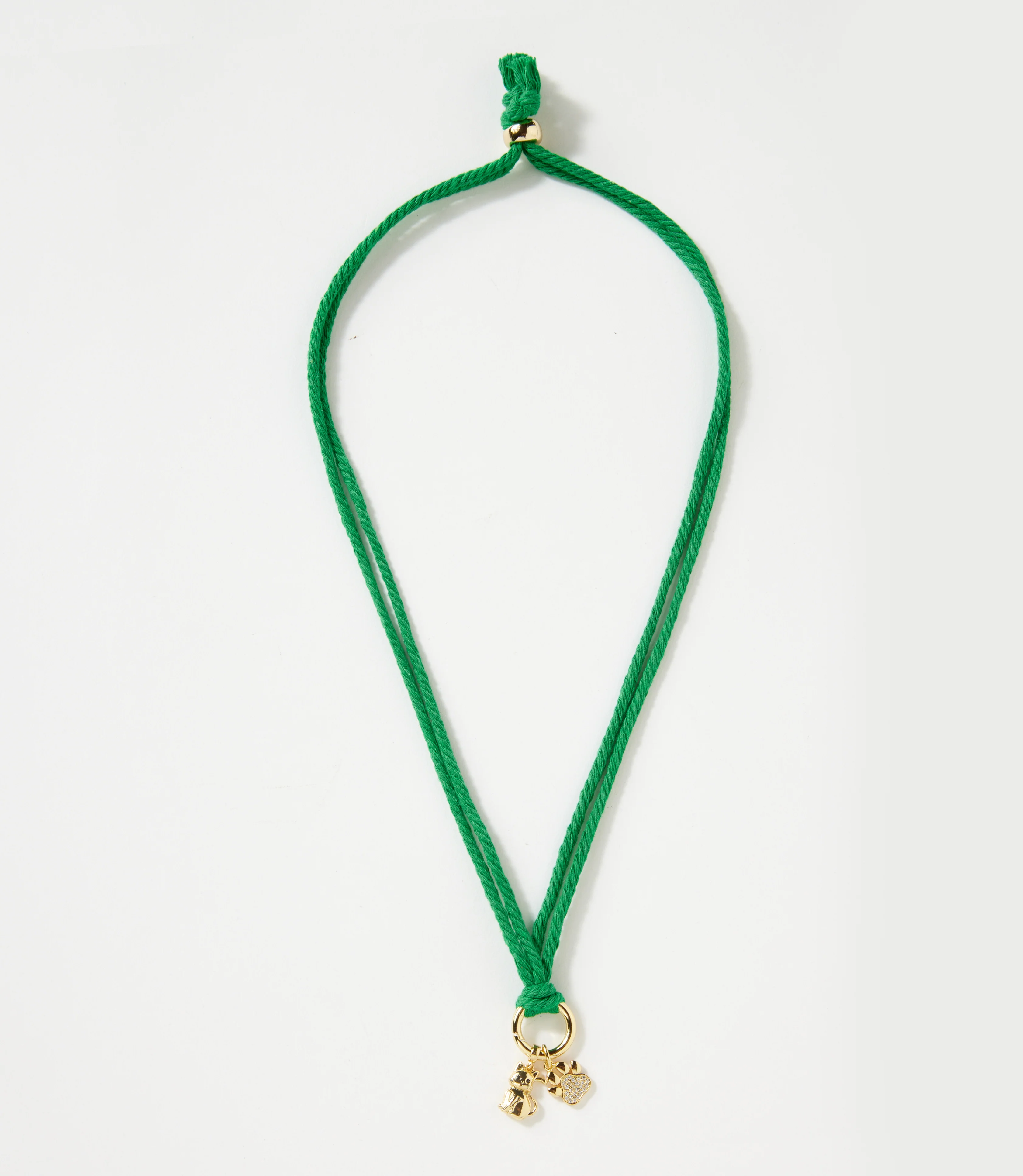 Pavé Cat And Paw Cord Necklace - Image 4