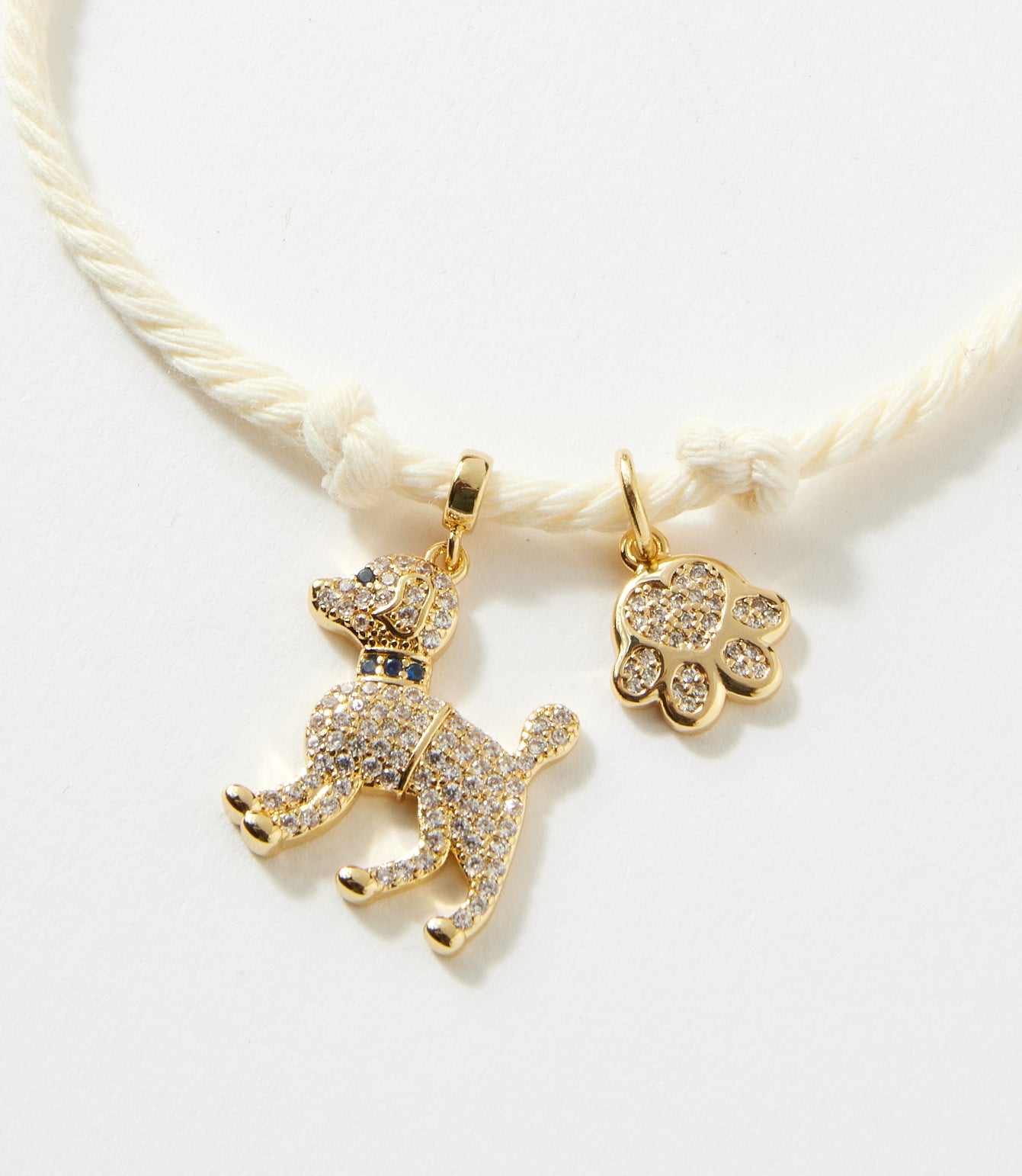 Pavé Dog And Paw Cord Bracelet - Image 2
