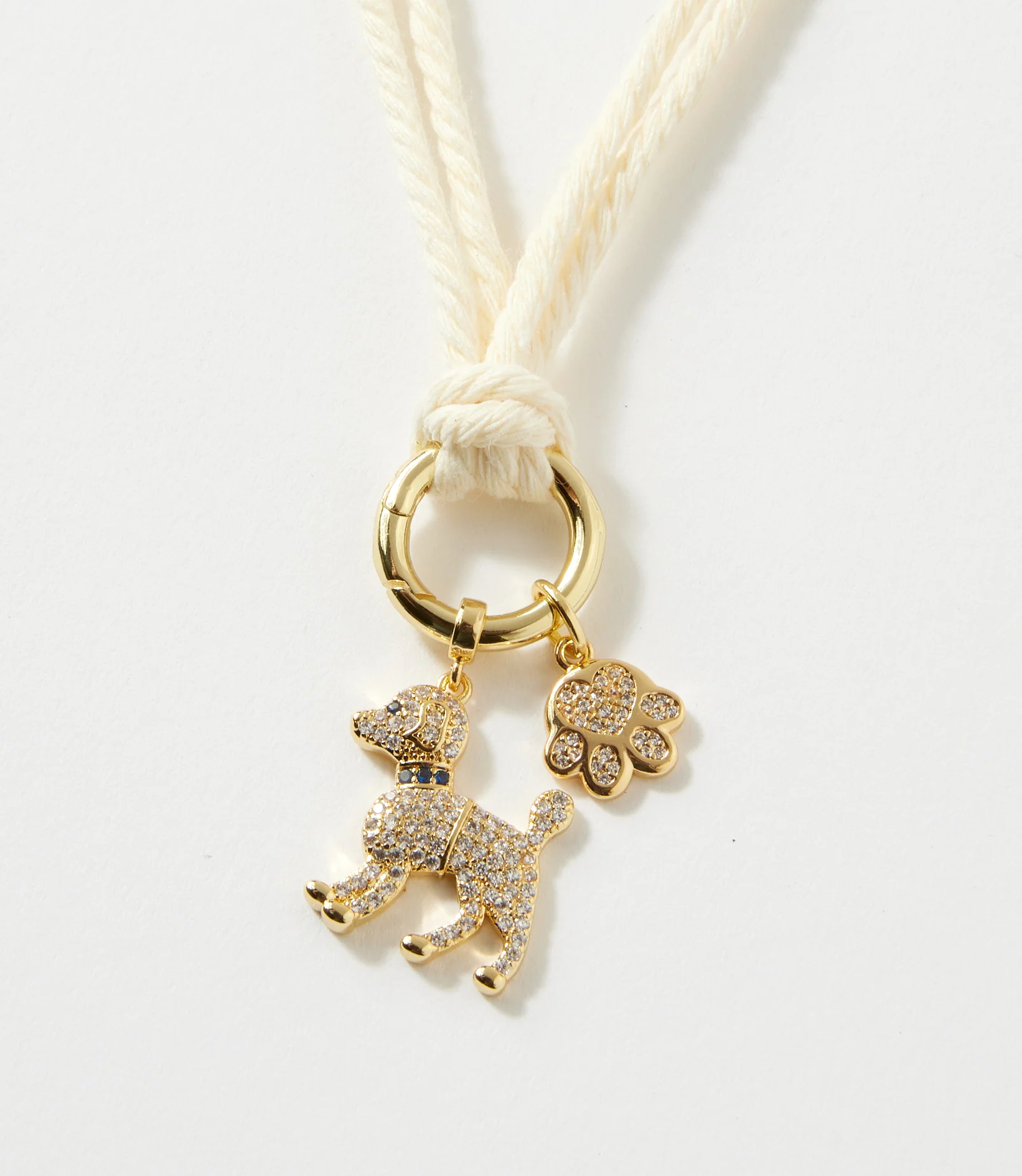 Pavé Dog And Paw Cord Necklace - Image 3
