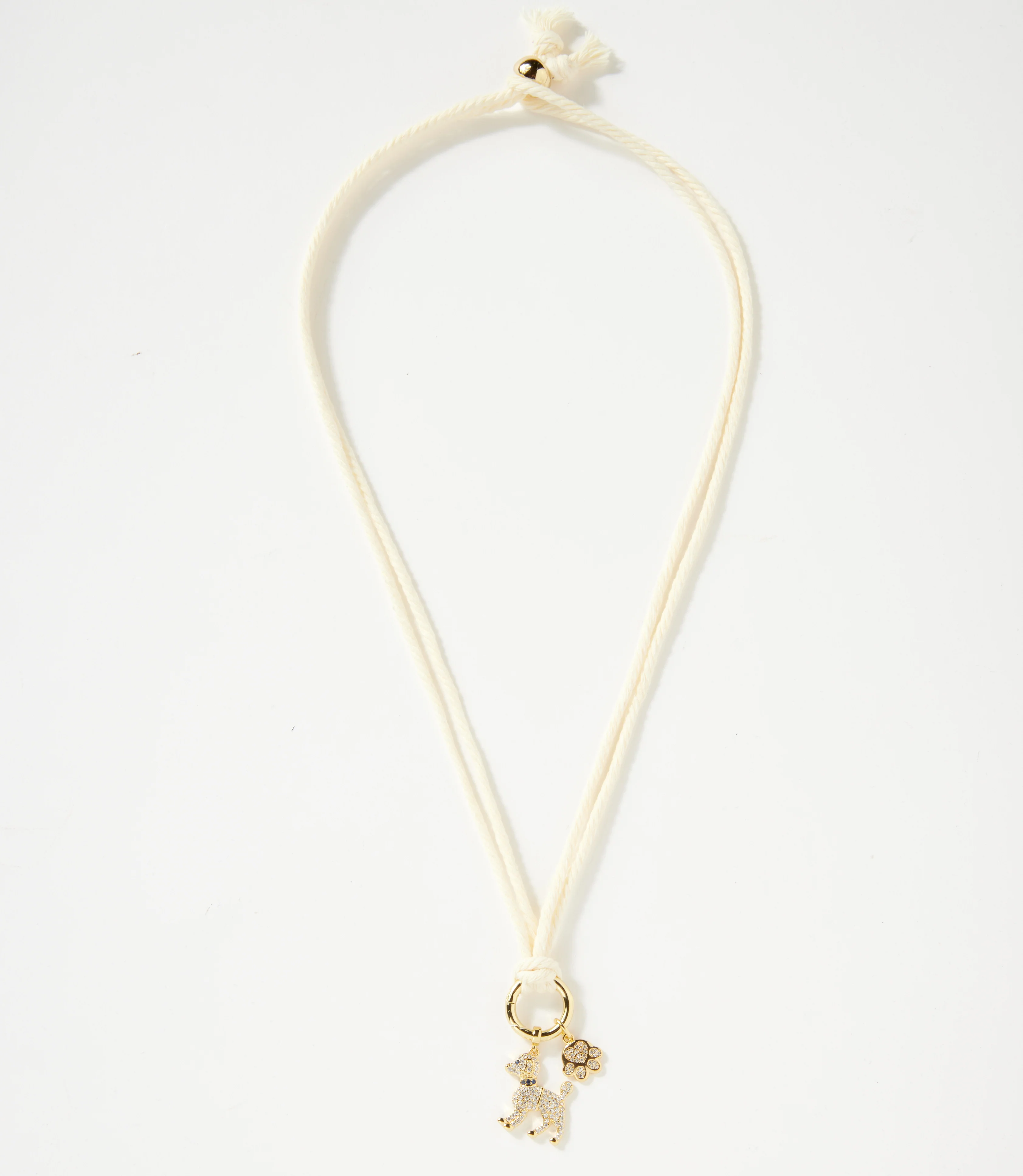 Pavé Dog And Paw Cord Necklace - Image 5
