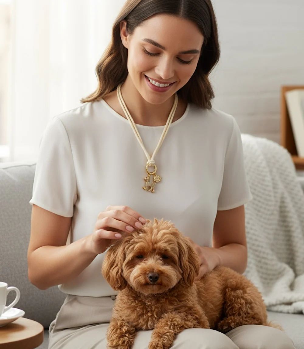 Pavé Dog And Paw Cord Necklace - Image 6