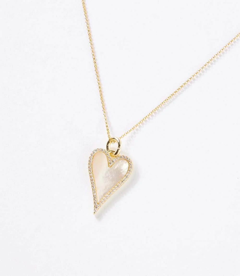 Pavé Mother Of Pearl Heart Necklace - Image 2