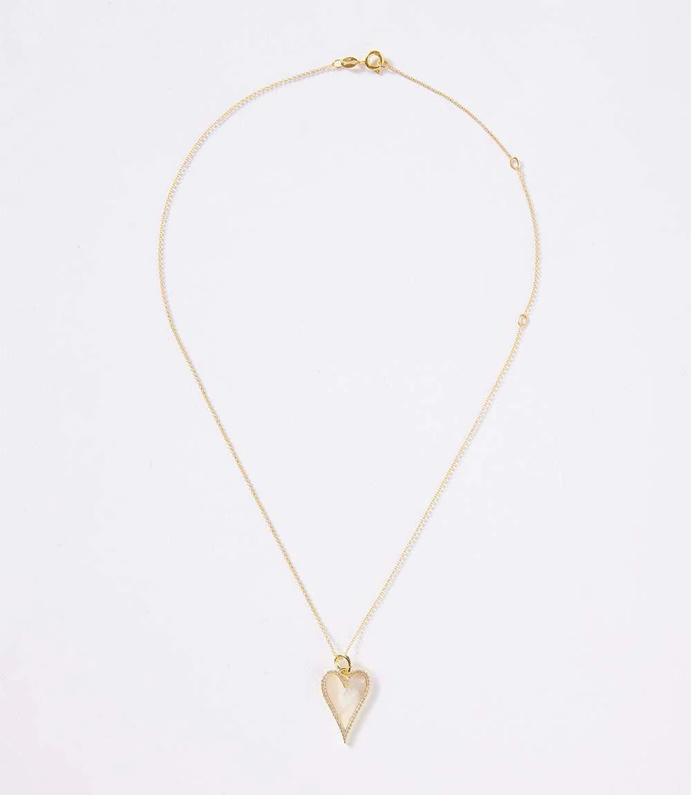 Pavé Mother Of Pearl Heart Necklace - Image 3
