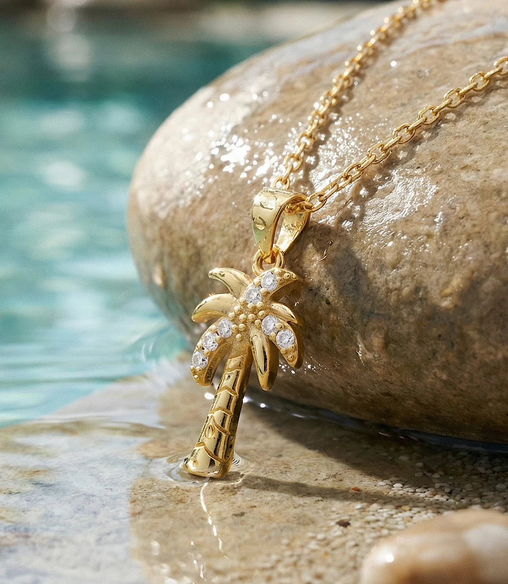 Pavé Palm Charm Necklace - Image 3