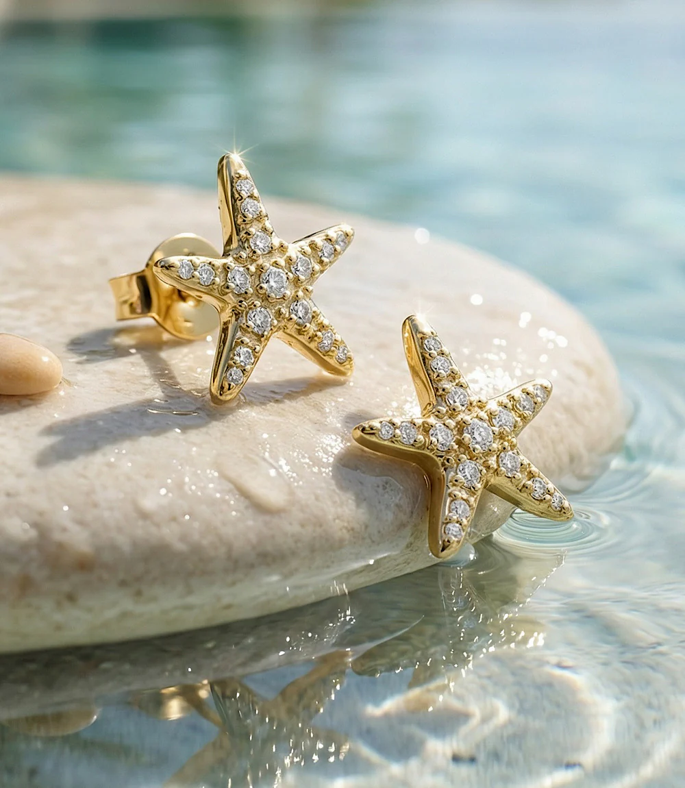 Pavé Starfish Stud Earrings