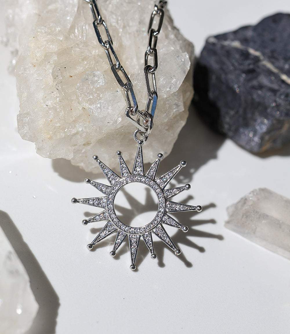 Pavé Sunburst Necklace - Image 10