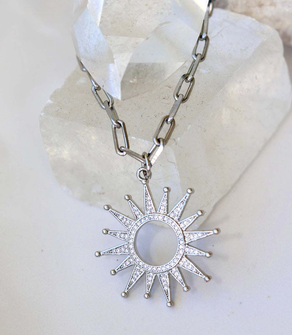 Pavé Sunburst Necklace - Image 3