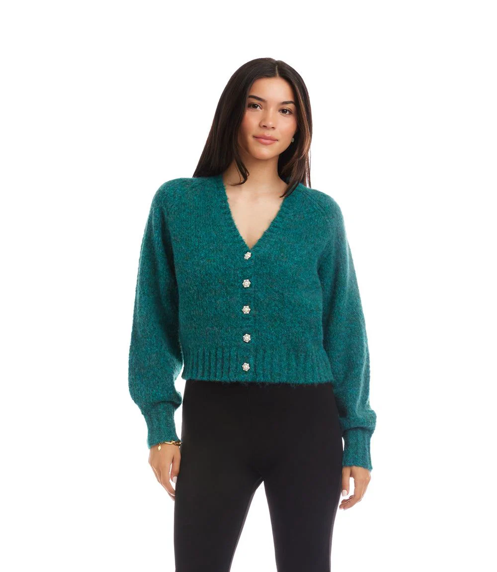 Pearl Button Cardigan Sweater - Image 3