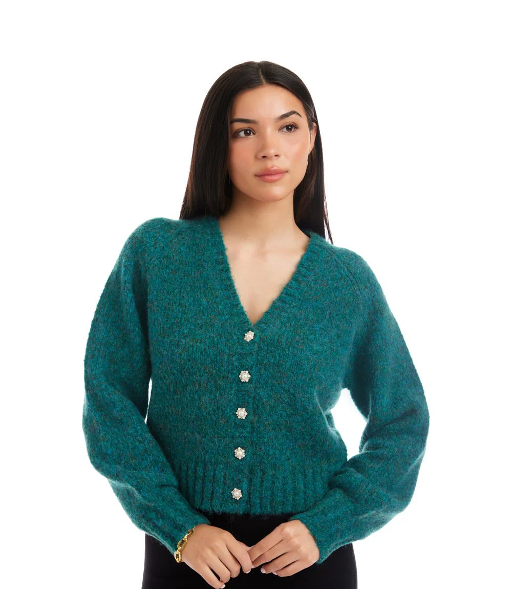 Pearl Button Cardigan Sweater - Image 6
