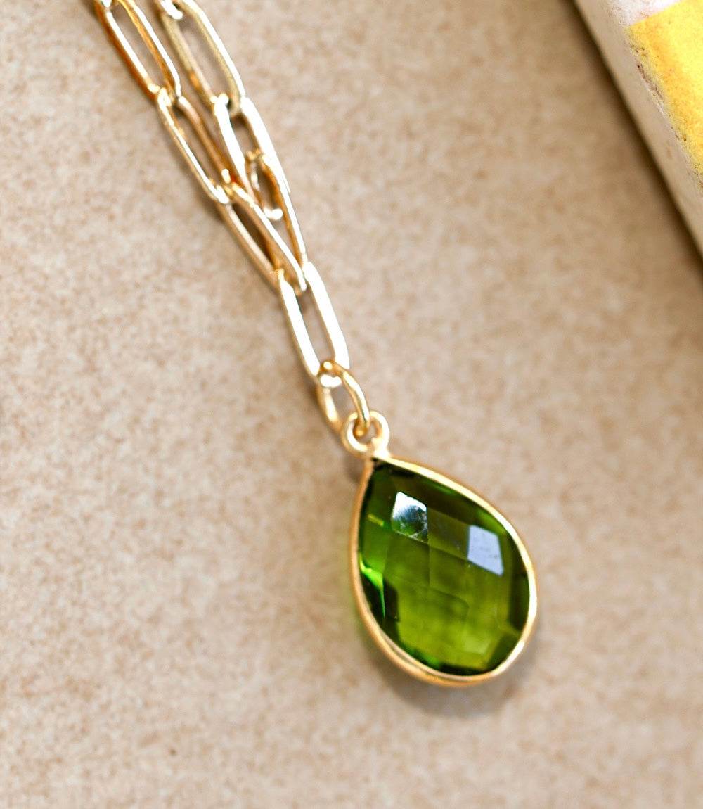 Peridot Gemstone Teardrop Necklace - Image 6