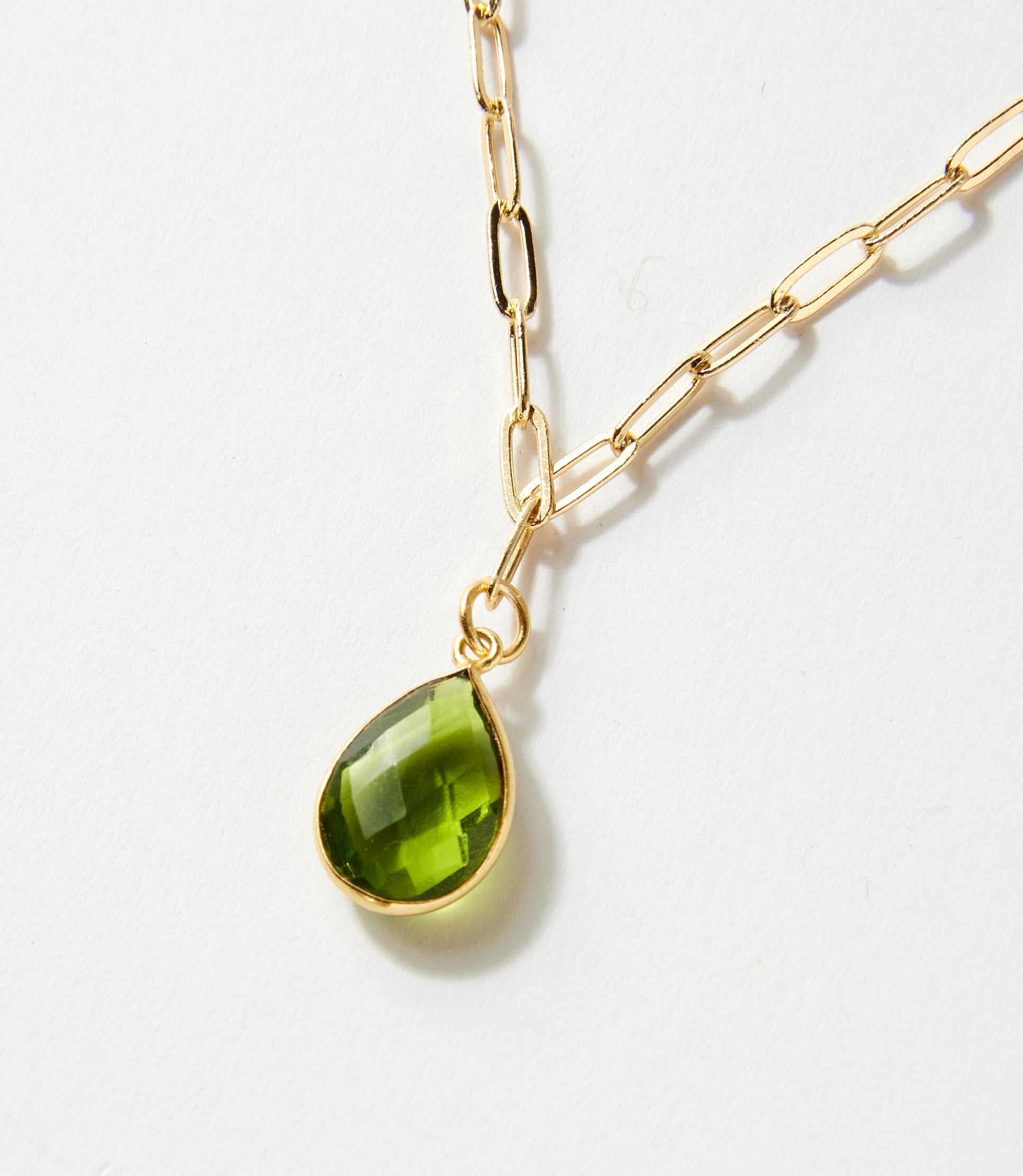 Peridot Gemstone Teardrop Necklace - Image 7