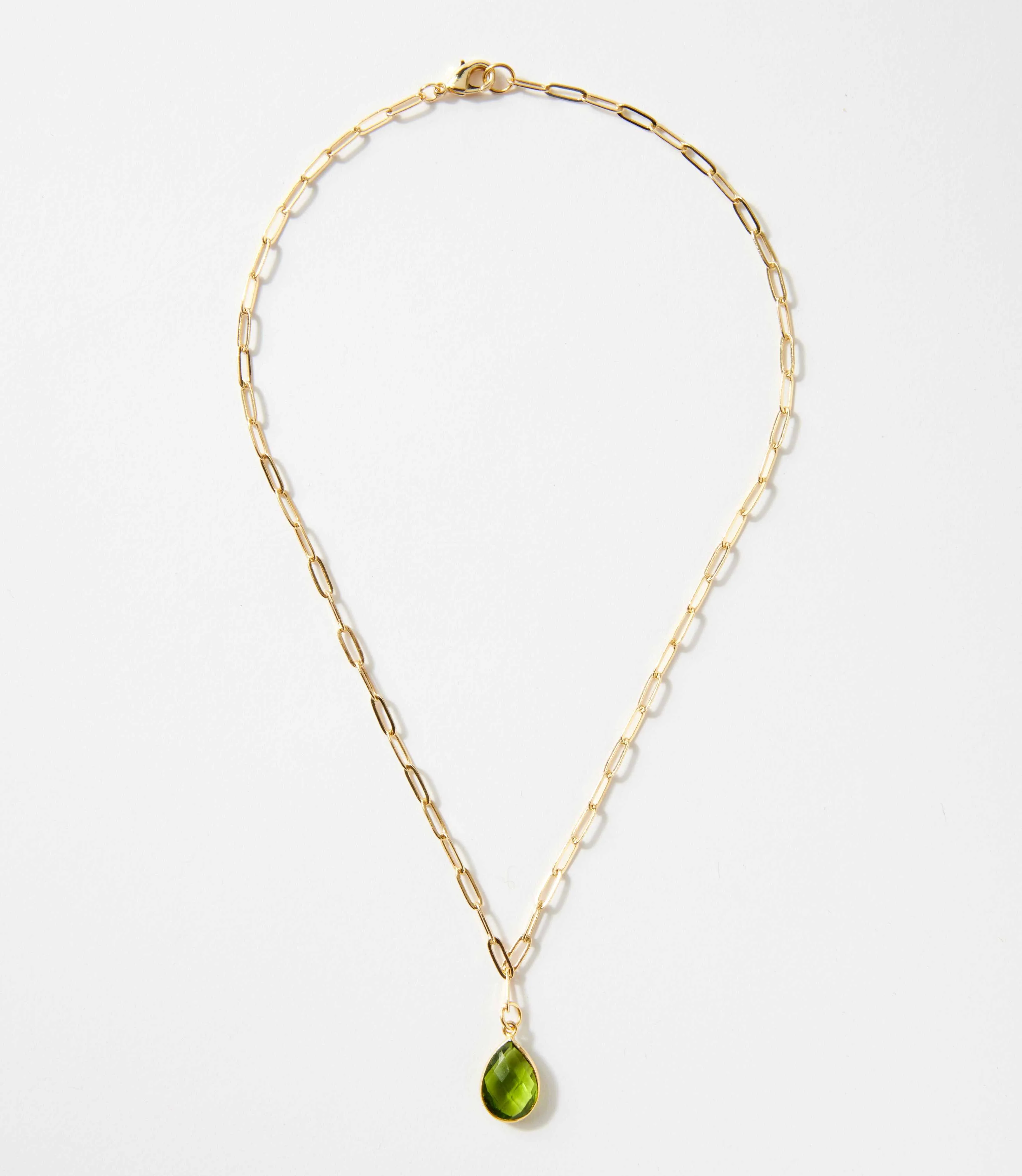 Peridot Gemstone Teardrop Necklace - Image 8