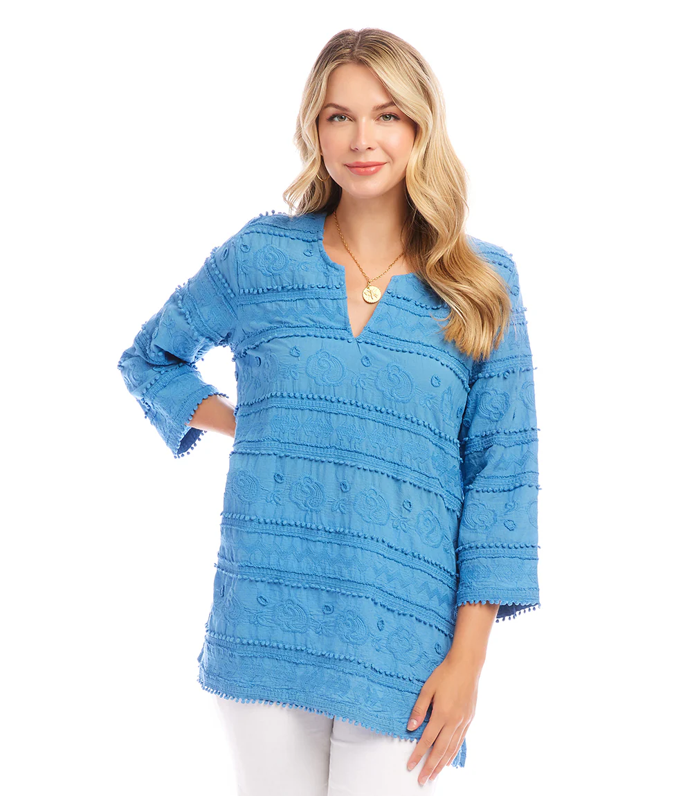 Petite Size 3/4 Sleeve Embroidered Tunic - Image 2