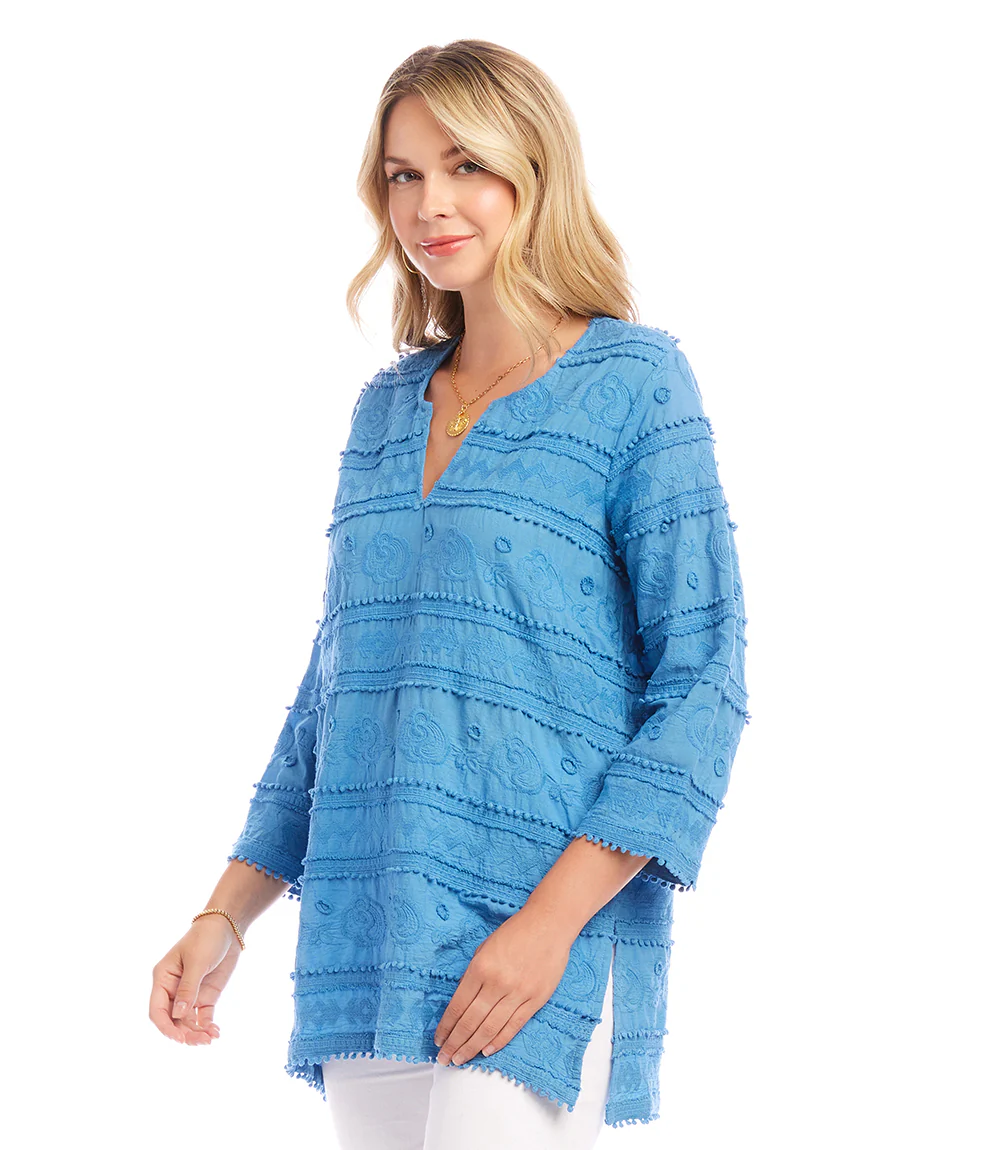 Petite Size 3/4 Sleeve Embroidered Tunic - Image 3