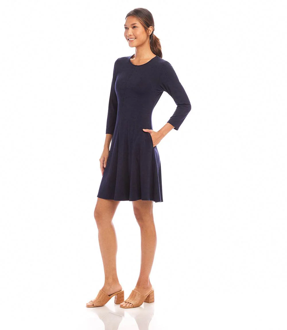 Petite Size 3/4 Sleeve Fit & Flare Dress - Image 3