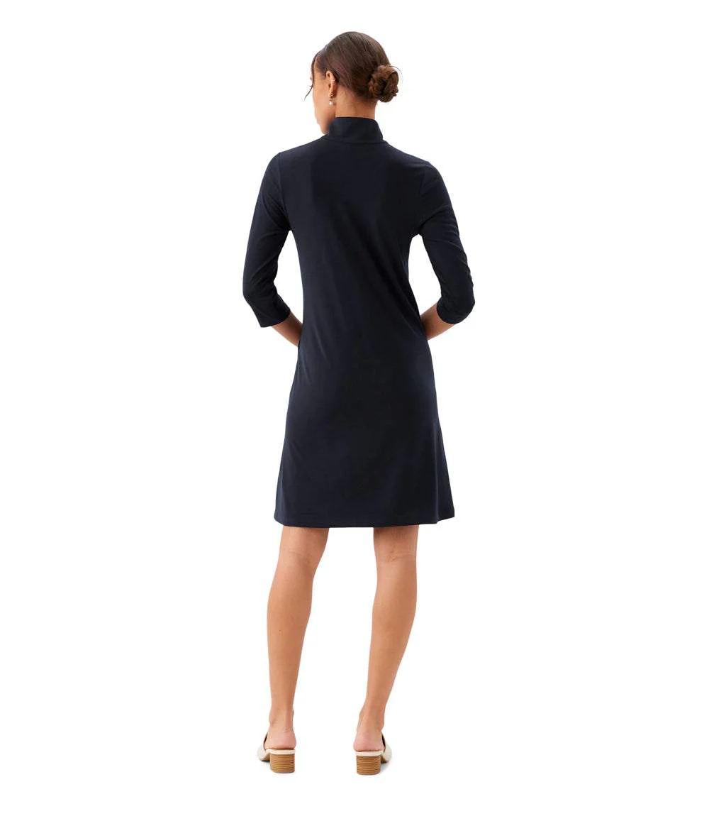 Petite Size 3/4 Sleeve Zip-Up Travel Jersey Dress - Image 4