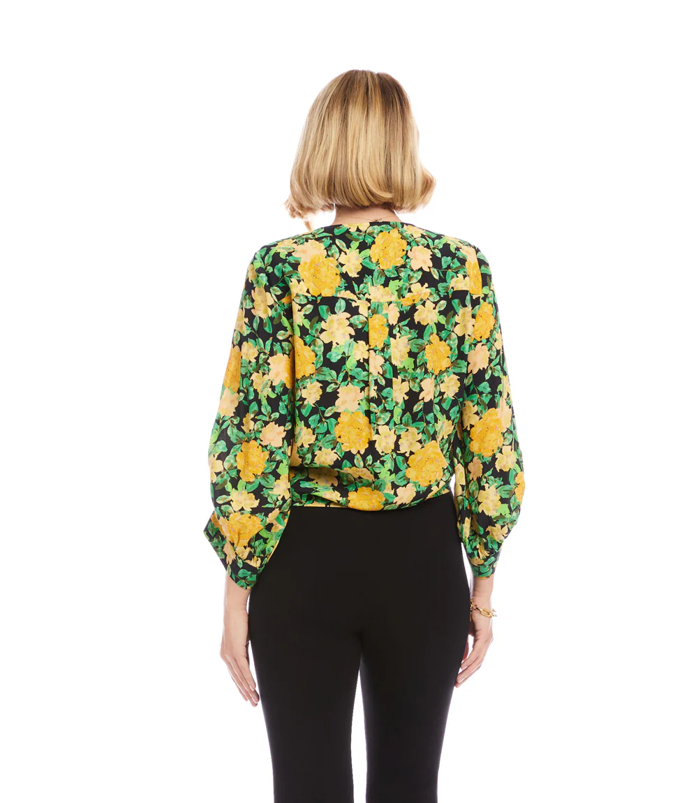 Petite Size Blouson Sleeve Tie-Front Top - Image 4