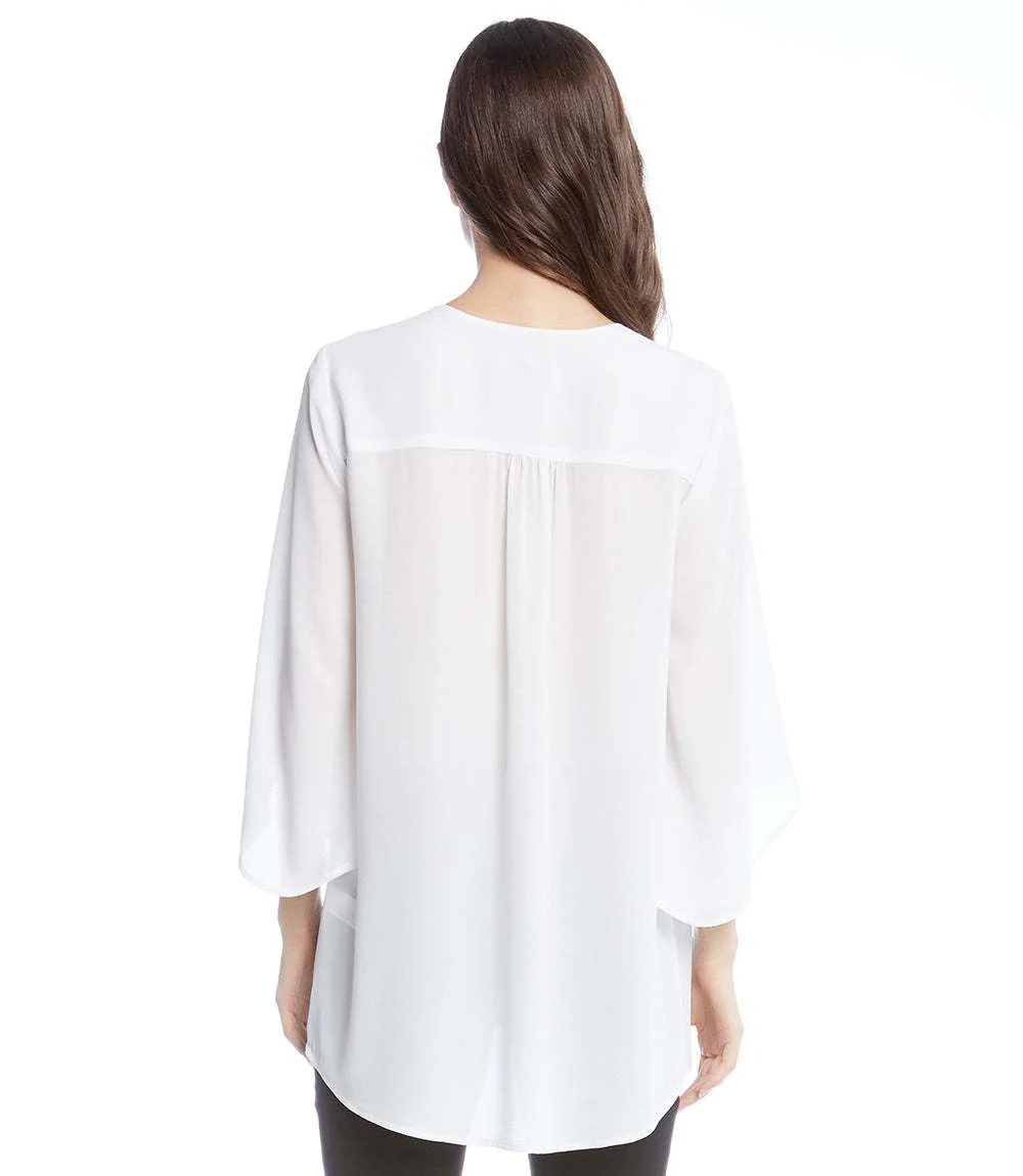 Petite Size Bracelet Sleeve Asymmetric Top - Image 3