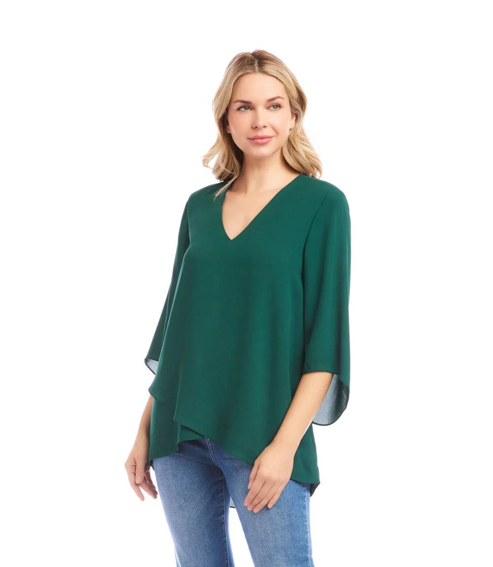 Petite Size Bracelet Sleeve Asymmetric Top - Image 4