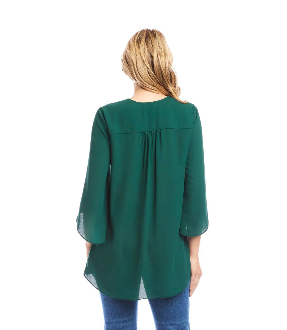 Petite Size Bracelet Sleeve Asymmetric Top - Image 5