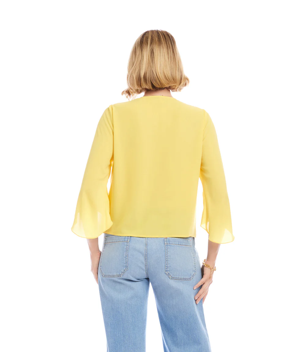 Petite Size Bracelet Sleeve Drape Front Crossover Top - Image 4