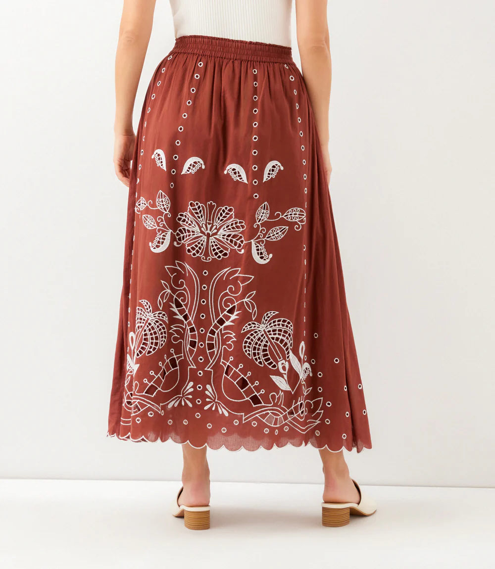 Cut-Out Embroidery Midi Skirt - Image 6