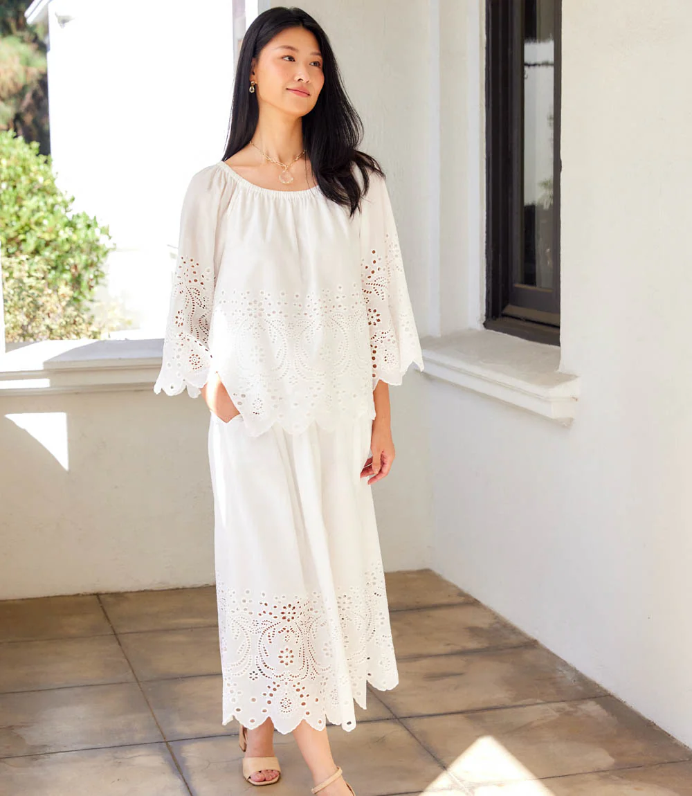 Petite Size Cut-Out Embroidery Midi Skirt - Image 4