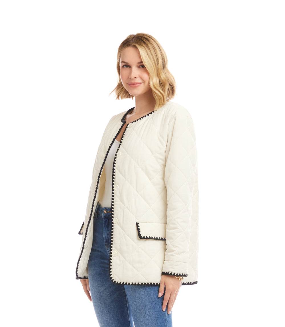 Petite Size Edge Stitch Quilted Jacket - Image 4