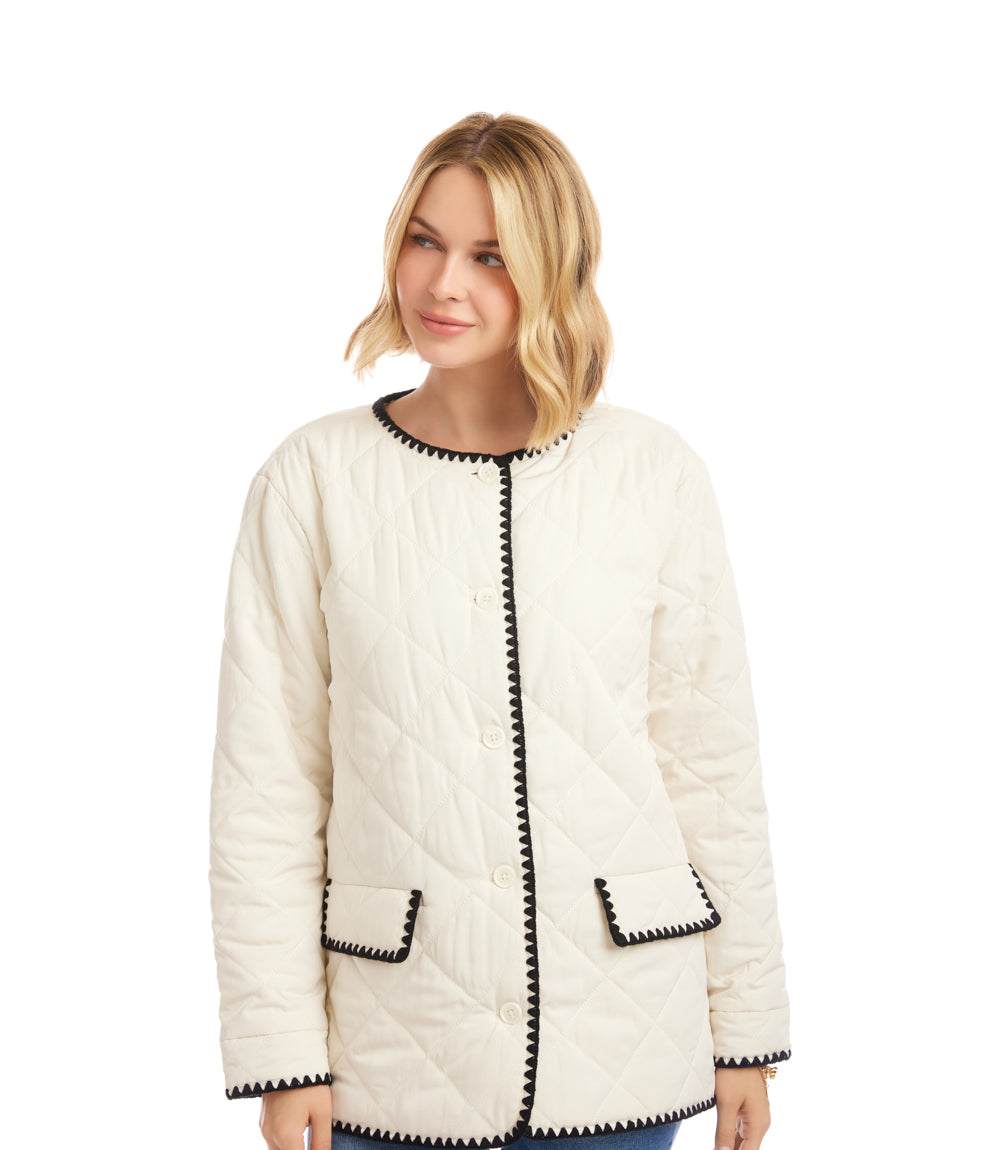 Petite Size Edge Stitch Quilted Jacket - Image 7