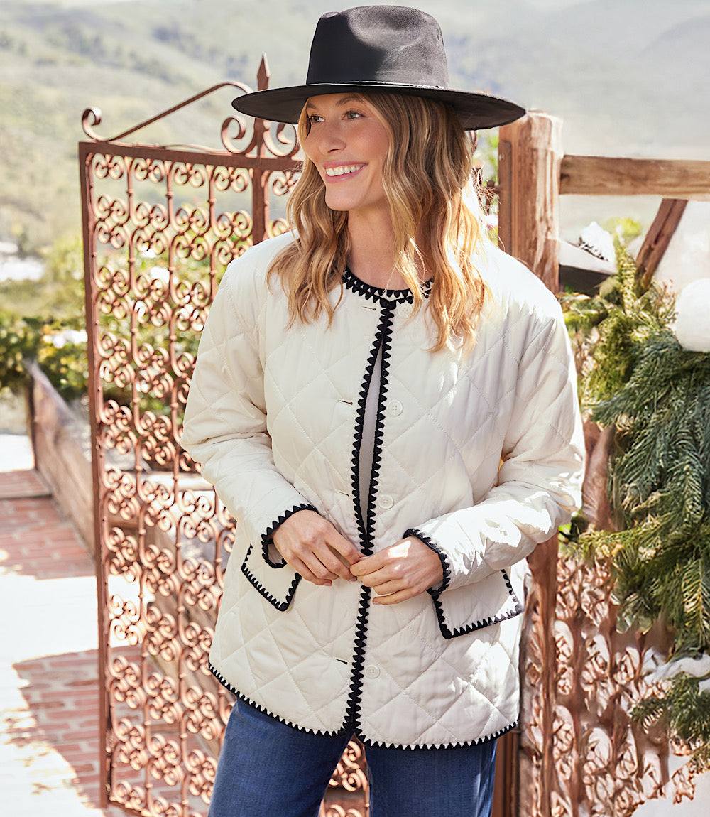 Petite Size Edge Stitch Quilted Jacket - Image 9