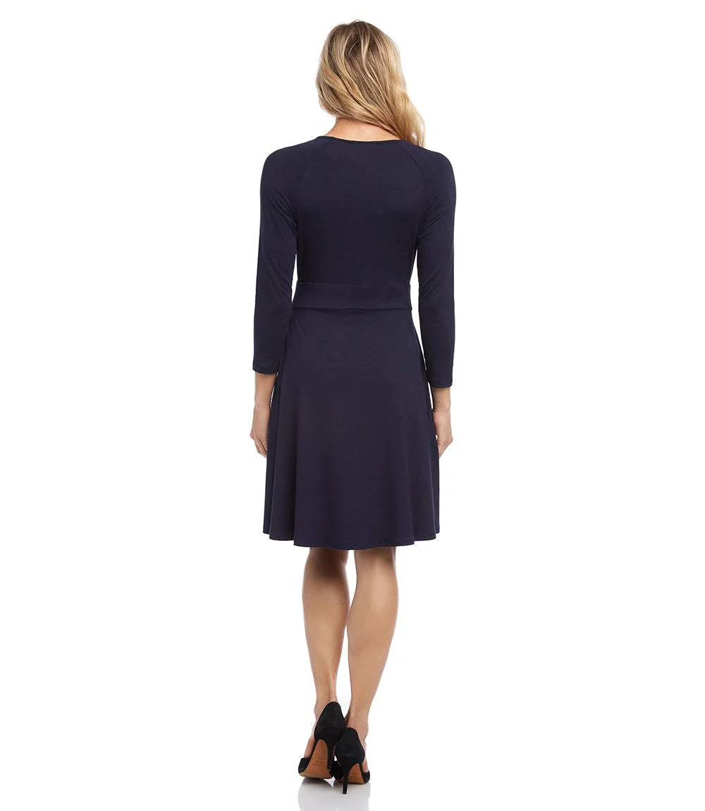 Petite Size Faux Wrap Drape Dress - Image 3
