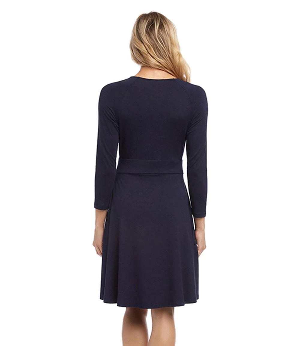 Petite Size Faux Wrap Drape Dress - Image 5
