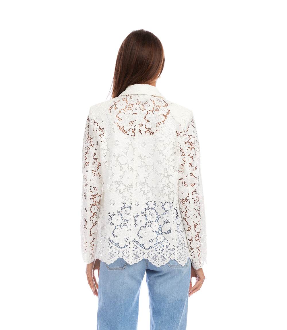 Floral Lace Scallop Edge Blazer - Image 5