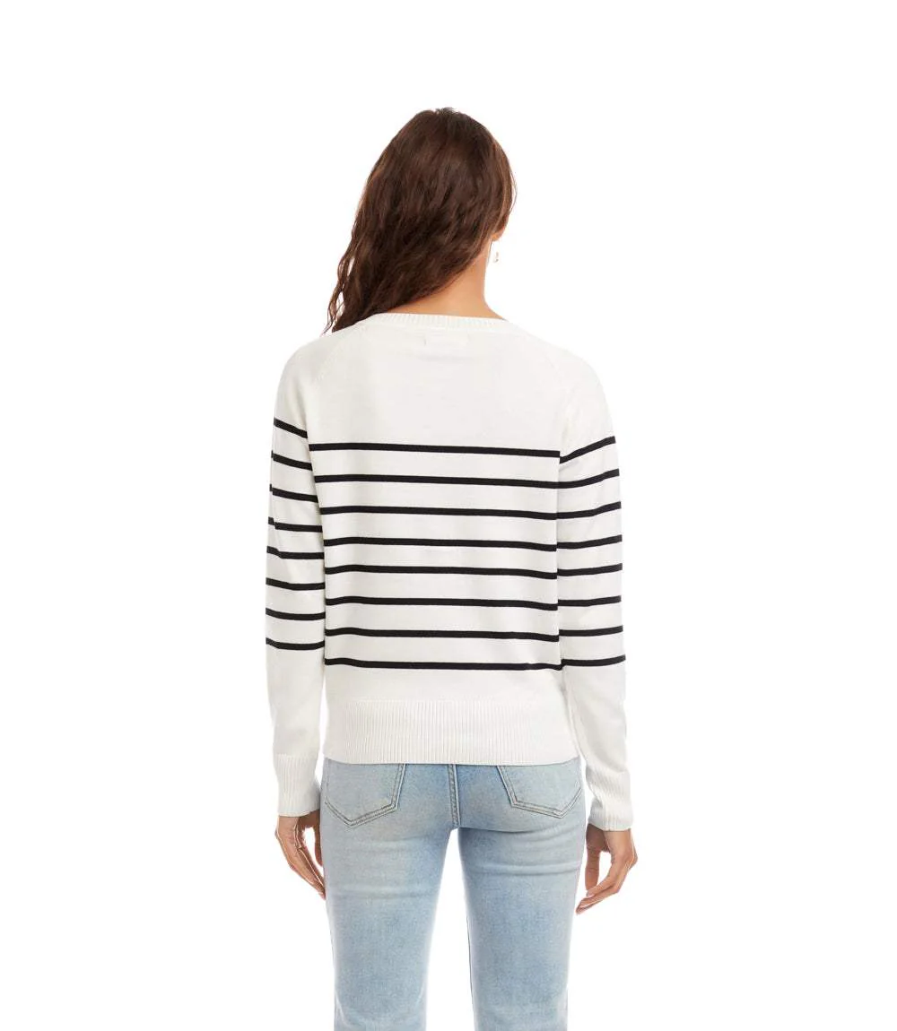 Petite Size Henley Stripe Sweater - Image 4