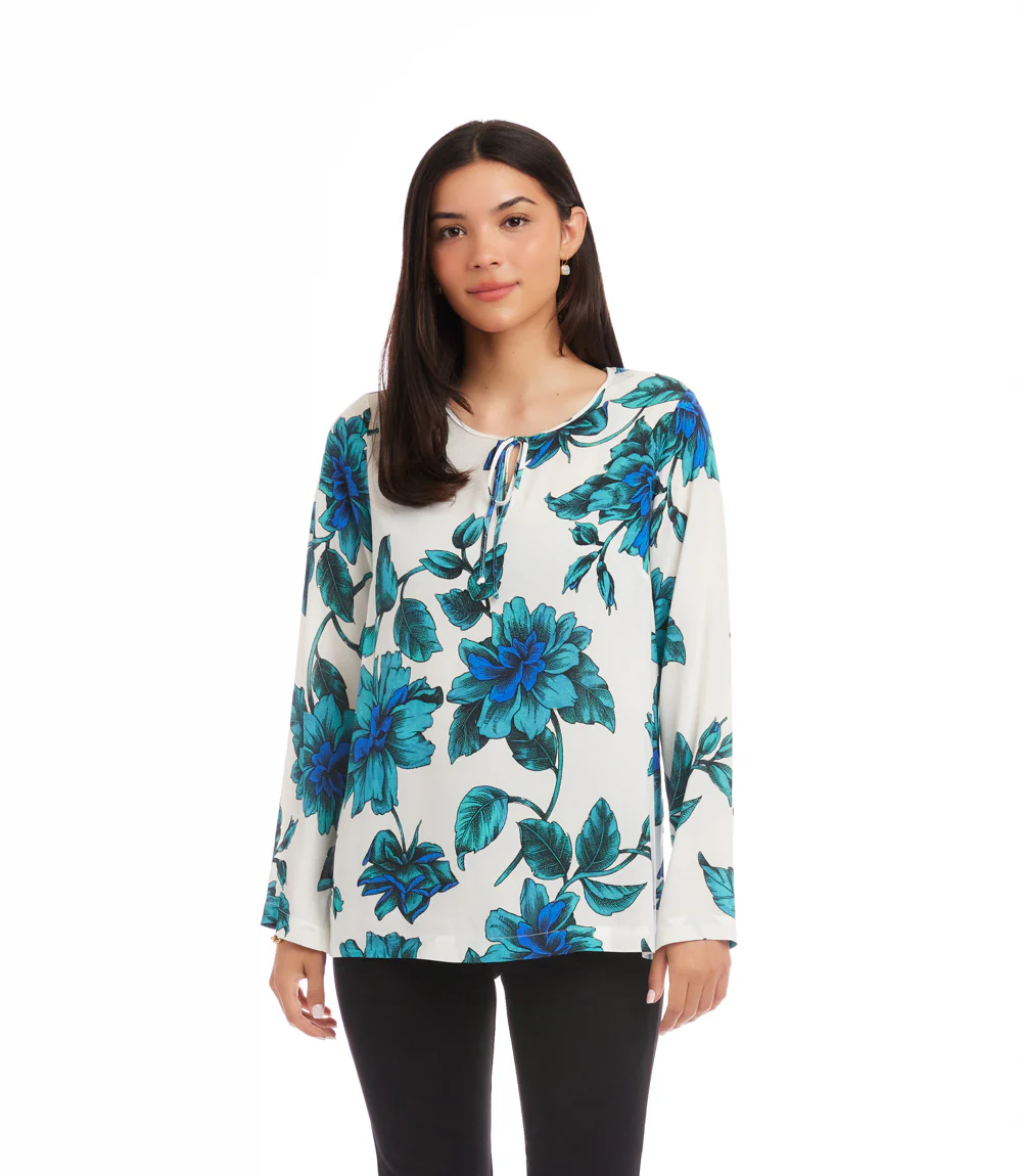 Petite Size Keyhole Side-Slit Sleeve Tunic Top - Image 2