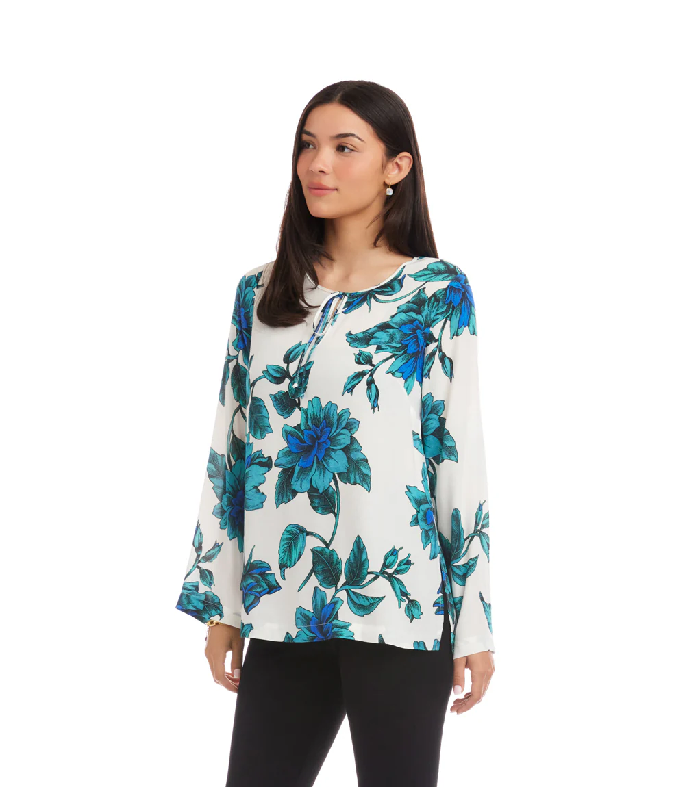 Petite Size Keyhole Side-Slit Sleeve Tunic Top - Image 3