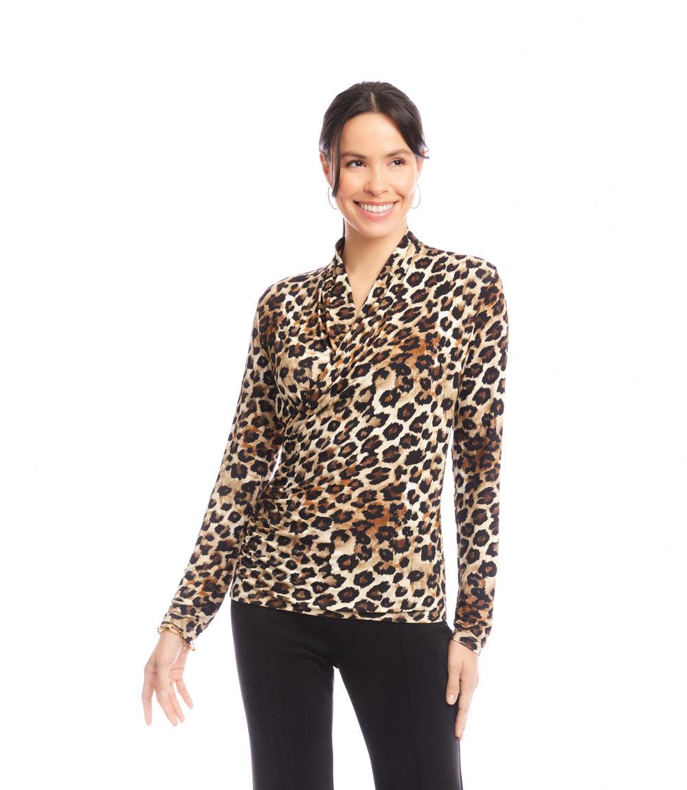 Petite Size Long Sleeve Crossover Side-Shirred Top - Image 3