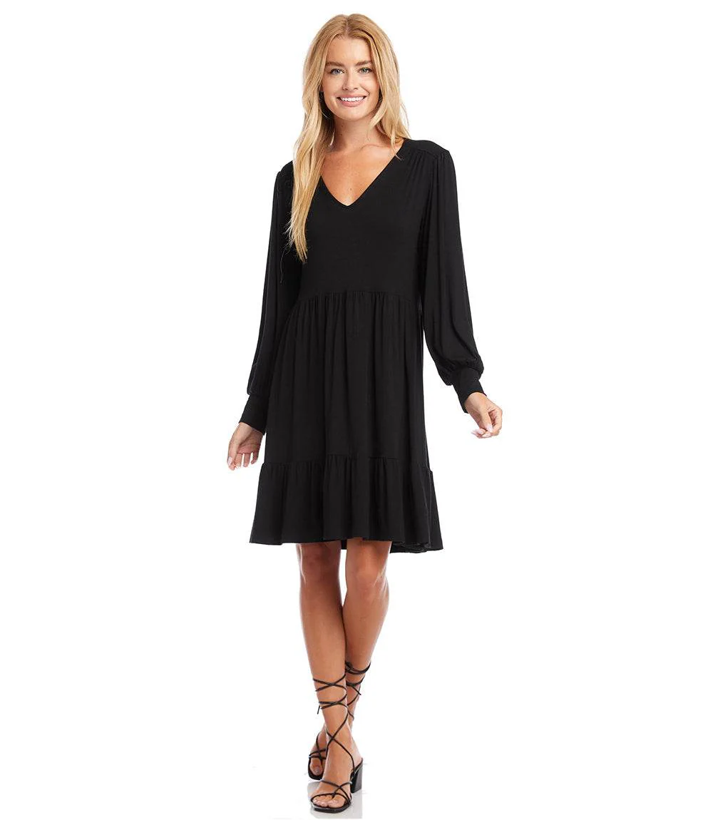 Petite Size Long Sleeve Tiered Dress - Image 2