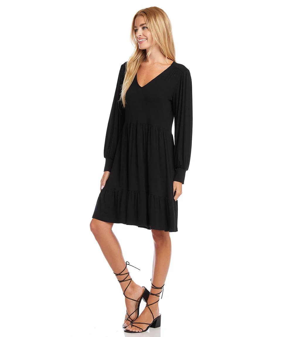 Petite Size Long Sleeve Tiered Dress - Image 4