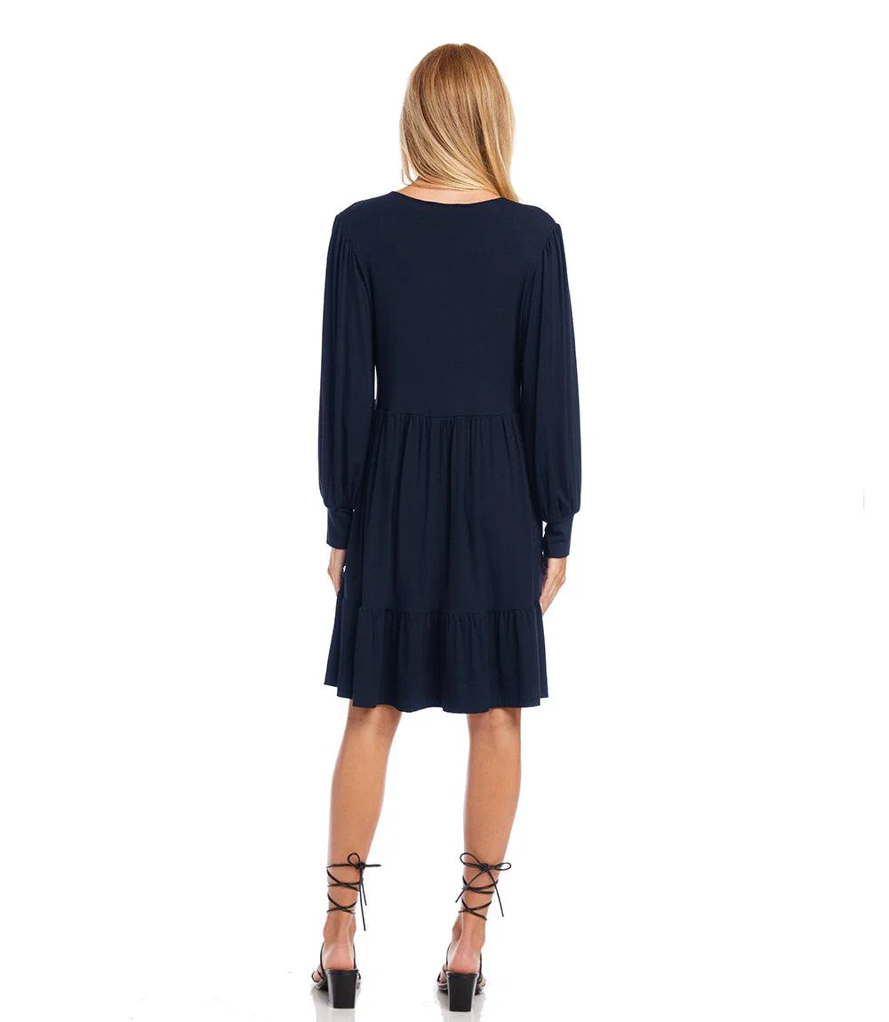 Petite Size Long Sleeve Tiered Dress - Image 4