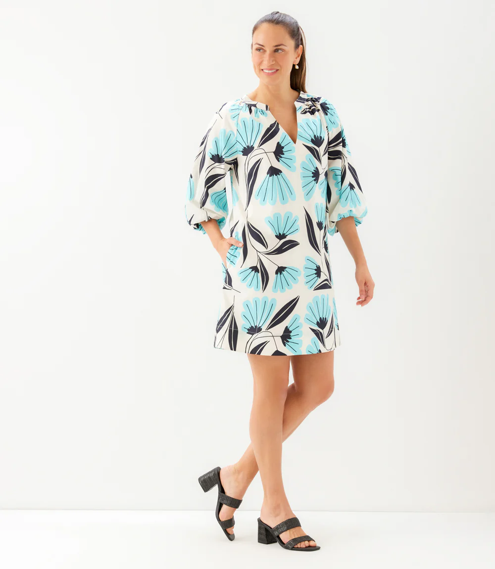 Petite Size Puff Sleeve Peasant Dress - Image 3